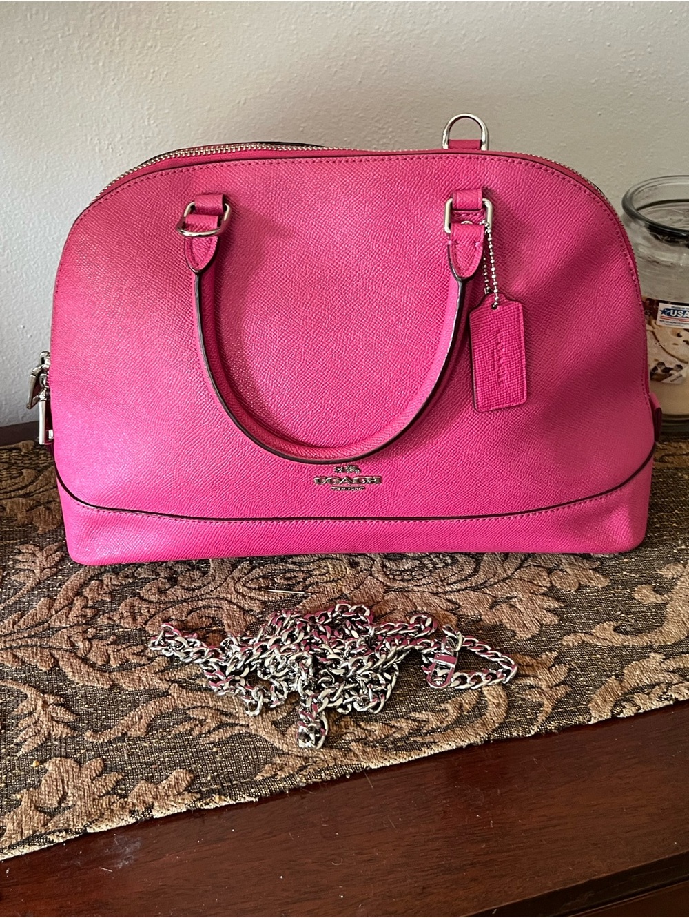 Coach Barbie Pink Saffiano Leather Lg Sierra Satchel